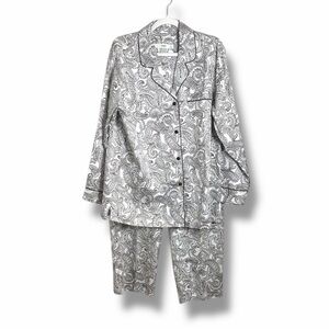 I Magnin Paisley Print Long Sleeve Pajama Set Size Large